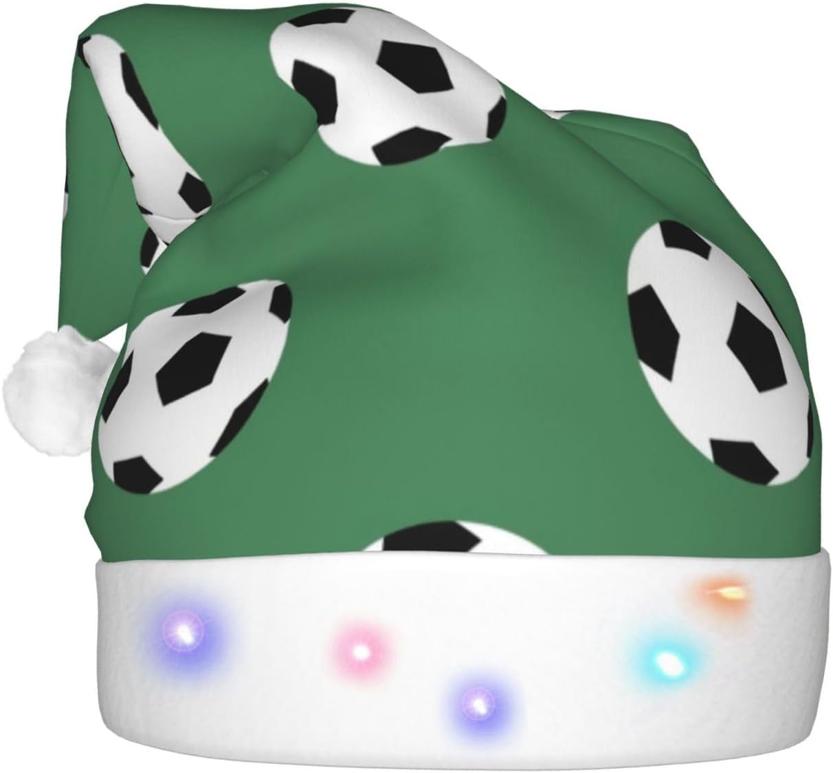 Soccer Print LED Christmas Hat Unisex Adult Beanie