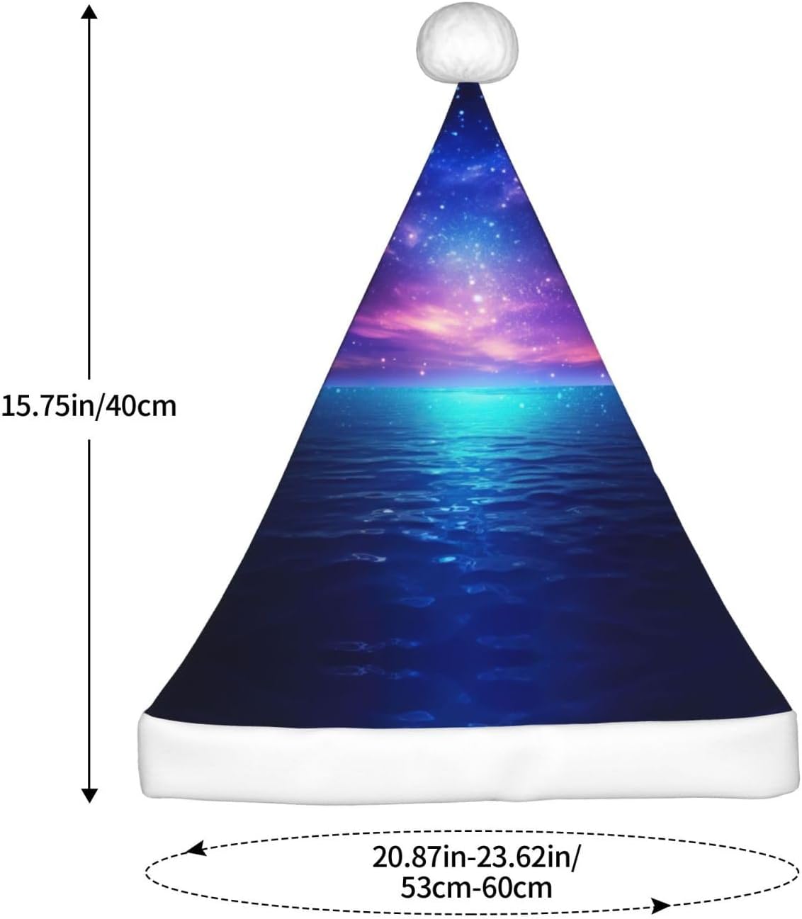 HD Pretty Galaxy Print Christmas Santa Hat Plush for Adults