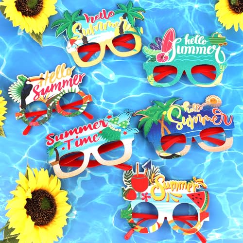 CURASA 9PCS Tropical Party Paper Glasses