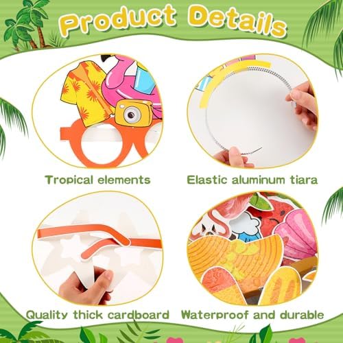 48 Pcs Luau Hawaiian Party Sunglasses Headbands for Adults