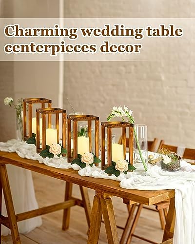 16 Pcs Lantern Wedding Centerpieces Set Brown