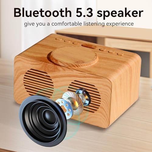 Bluetooth Alarm Clock with Wireless Charging and LED Night Light