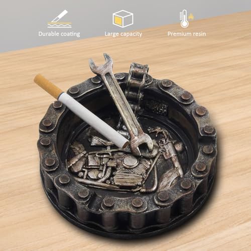 Decorative Motorcycle Chain Ashtray with Wrench