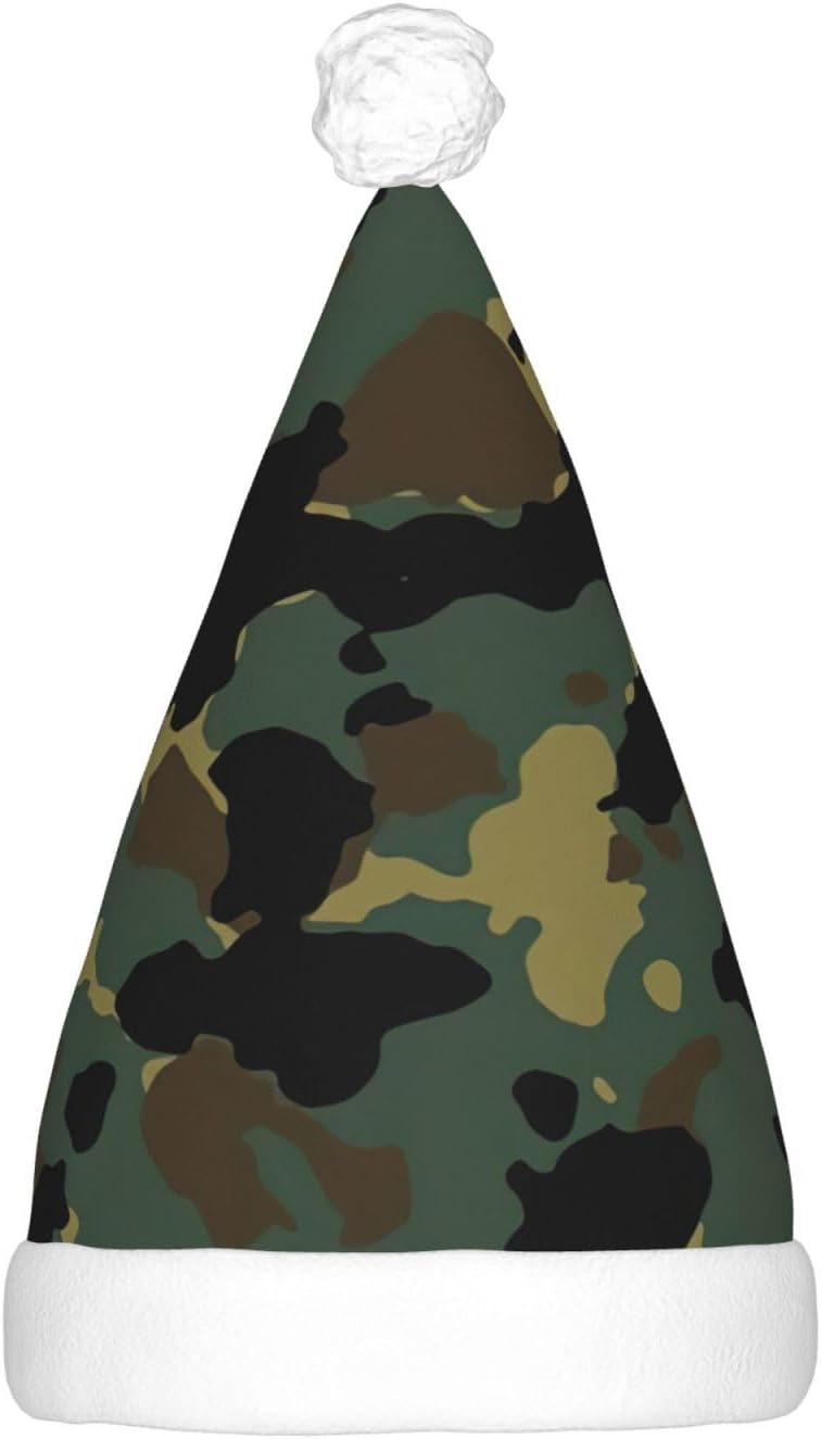 Camouflage Santa Hat Plush Light Up for Christmas Party