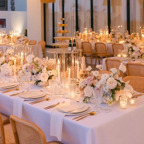 Vivirenoir Hurricane Candleholders 10 Pcs Glass Taper Candles