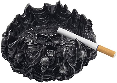 Spooky Skulls and Crossbones Flame Ashtray Decor