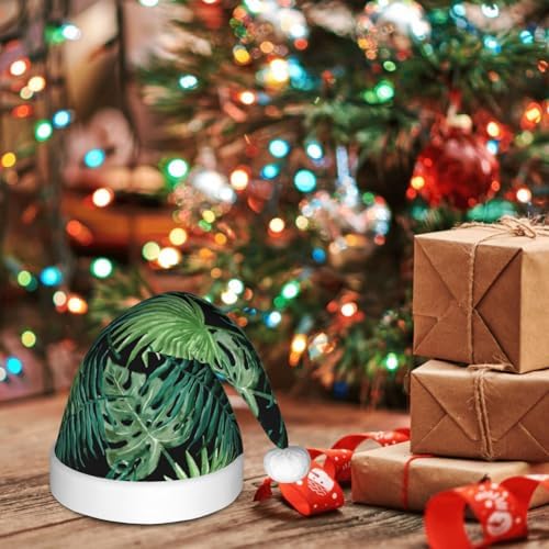 Transparent Palm Leaf Print Christmas Santa Hat Small Size