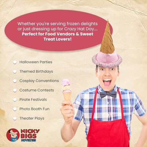 Adult Funny Food Hat Ice Cream Cone Festival Party Costume Accessory