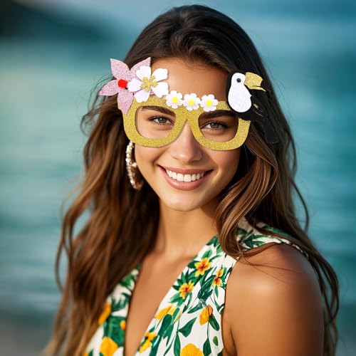 CURASA 6 Pack Tropical Themed Paper Sunglasses