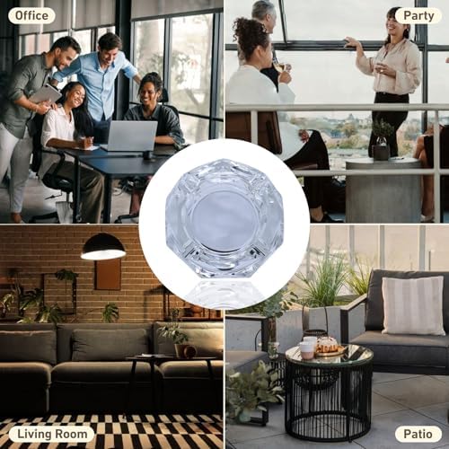 Coomin Crystal Glass Ash Tray with Iridescent Finish