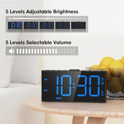 Mesqool Loud Alarm Clock with Vibration for Hearing Impaired