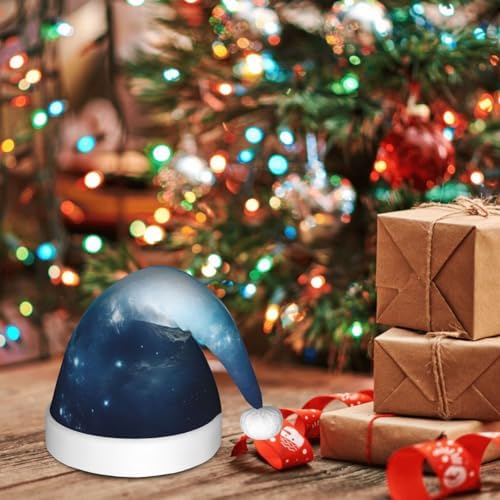 Galaxy Print Christmas Santa Hat for Kids Plush Funny Party Hat