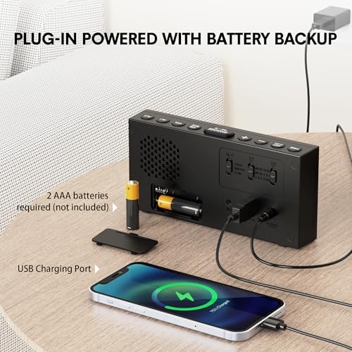 Mesqool Loud Alarm Clock with Vibration for Hearing Impaired