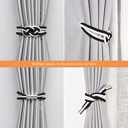 NICEEC Magnetic Curtain Tiebacks 2 Pack Black White