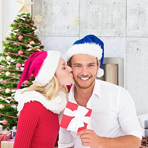 Tokforty Santa Hats for Adults Unisex Velvet Touch Winter Christmas Hats