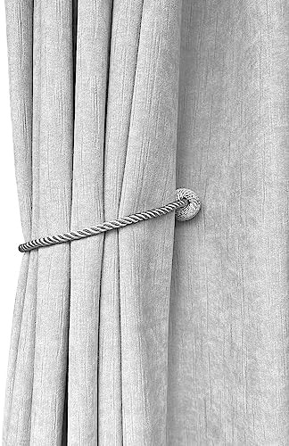 Melaluxe 4 Pack Magnetic Curtain Holdbacks Grey