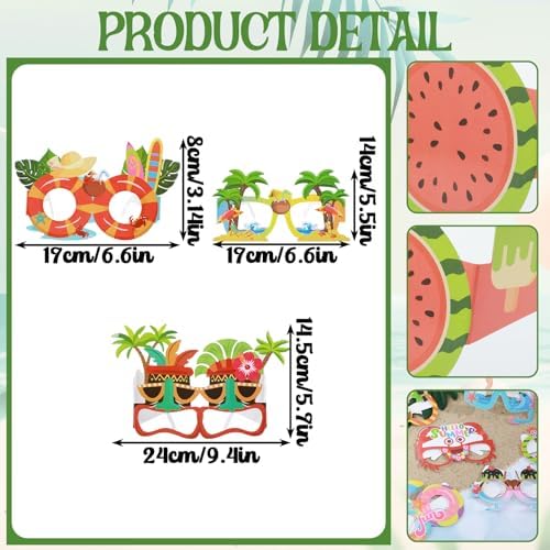 16 Pcs Tropical Beach Party Sunglasses Decor