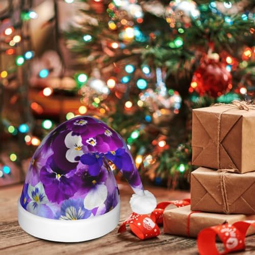 Purple Flower Print LED Christmas Hat Unisex Adult