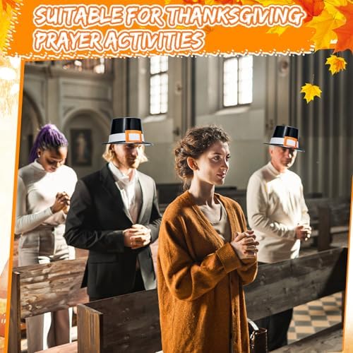Liliful 4 Pcs Thanksgiving Pilgrim Hats Costume Accessory for Adults
