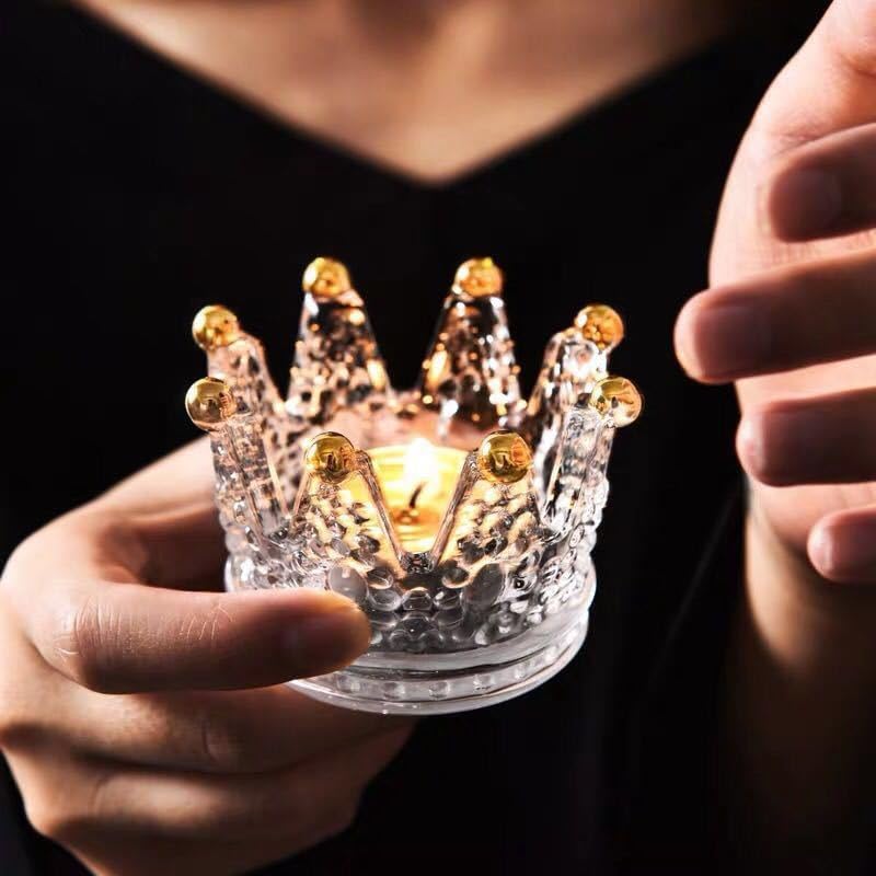 3Pcs Creative Glass Ashtray with Crown Design