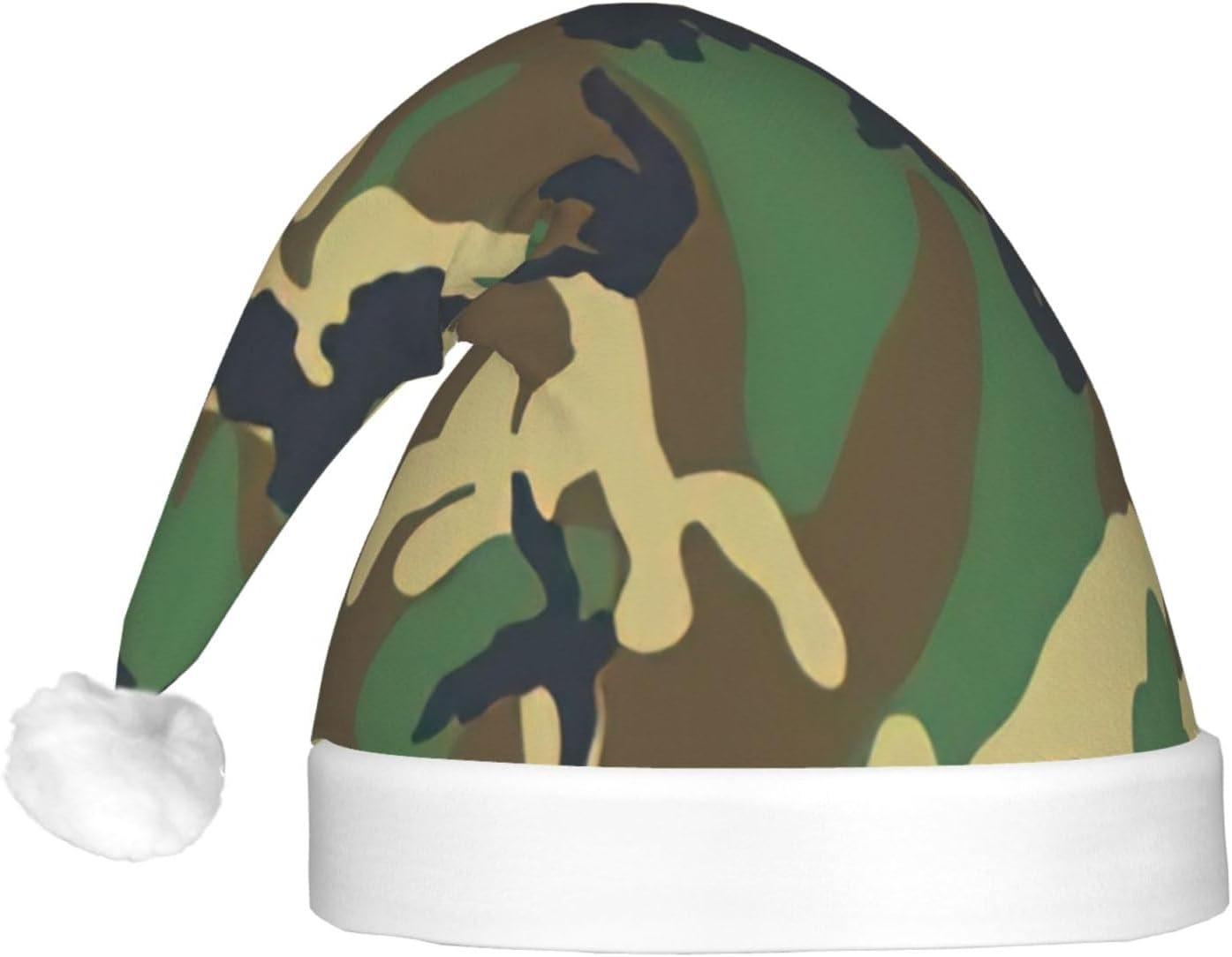 Green Military Camo Christmas Santa Hat with LED Light