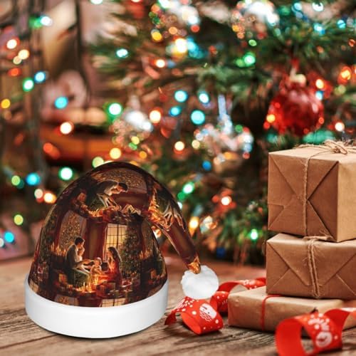 Merry Christmas Santa Hat Plush Light Up for Adults