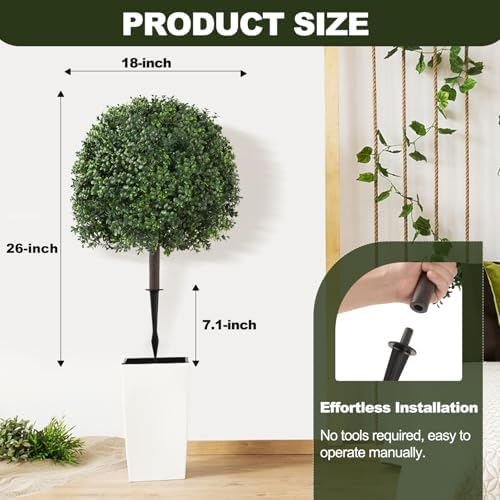 26 Boxwood Topiary Balls Artificial Set of 2