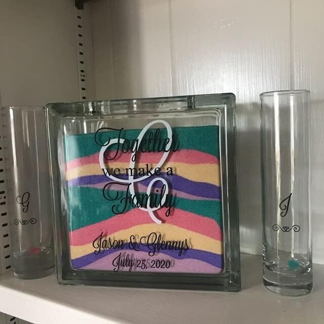 Glass Personalized Blended Family Sand Ceremony Set with Lid