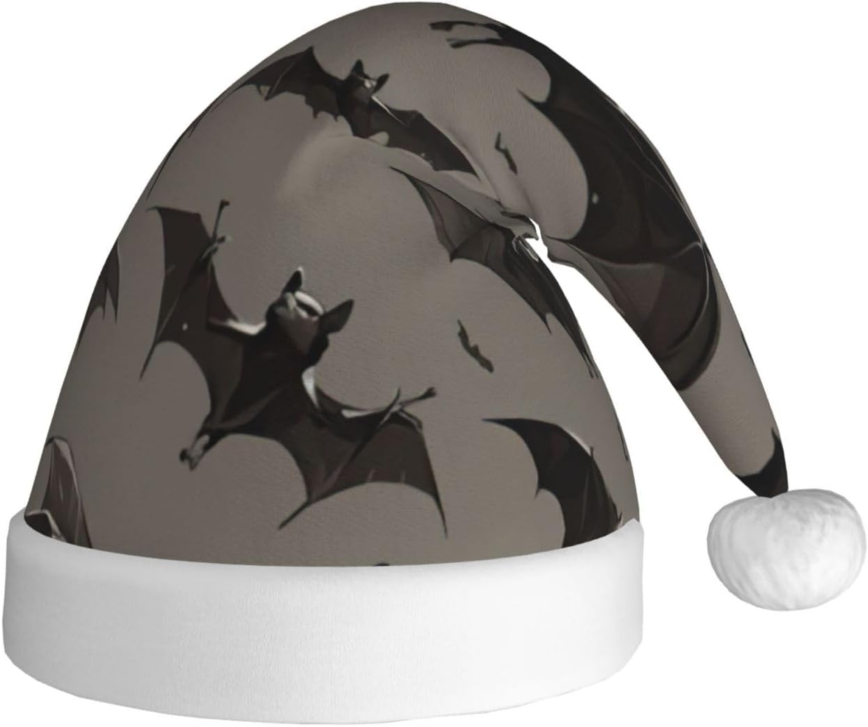 Halloween Bats Grey Santa Hat for Adults