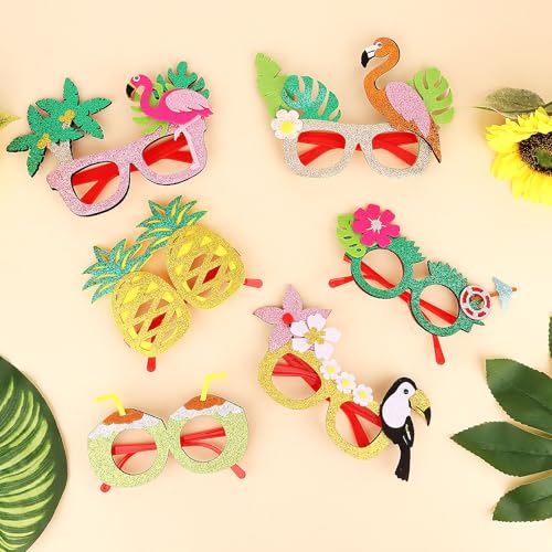 CURASA 6 Pack Tropical Themed Paper Sunglasses