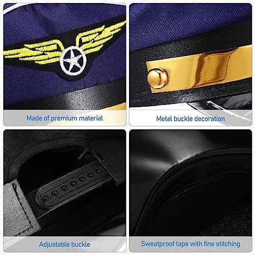 Gadpiparty 2 Pack Captain Pilot Hats Adjustable Costume Accessories