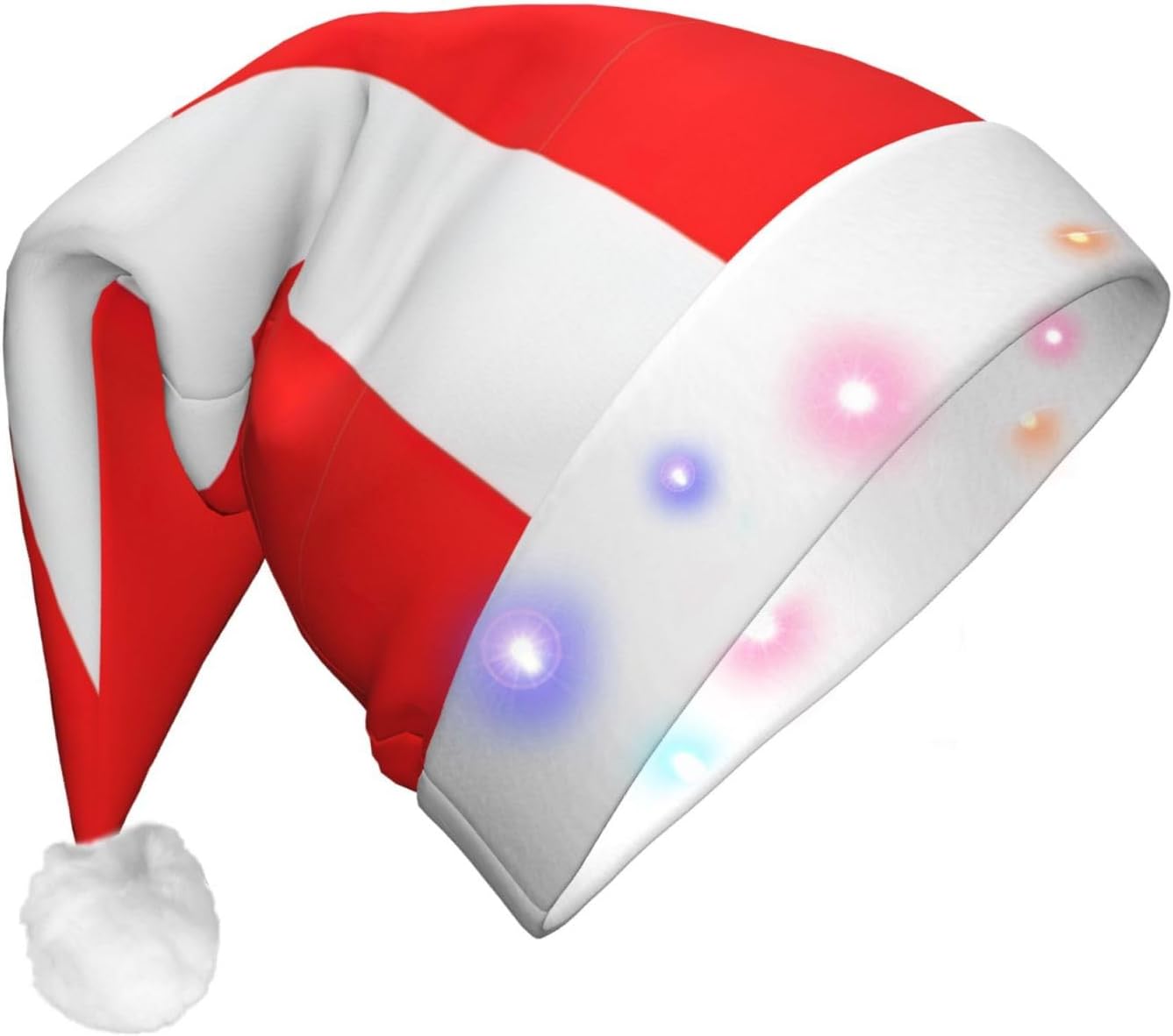 Denmark Flag Print Christmas Santa Hat with Light Up LED