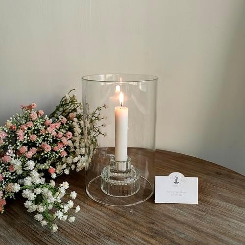 Hosley Set of 2 Clear Glass Hurricane Candle Holders