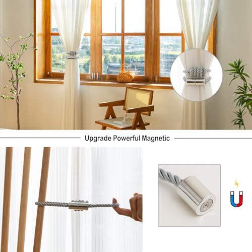 Contoeey Magnetic Curtain Tiebacks - 8 Pack Grey