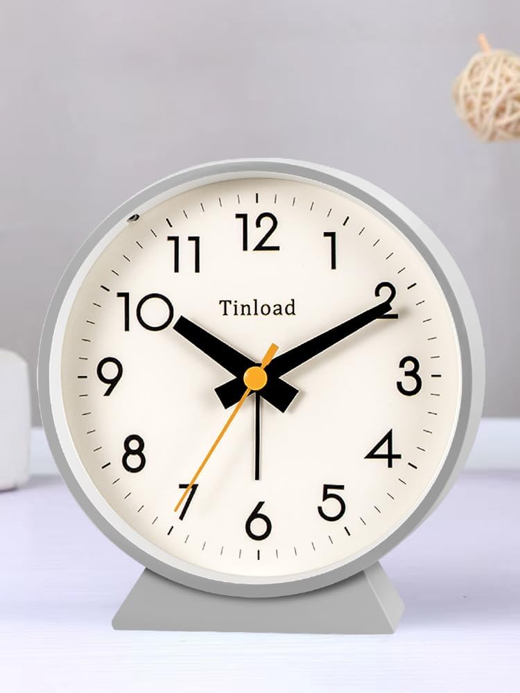 Tinload 45 Inch Battery Operated Retro Alarm Clock Grey