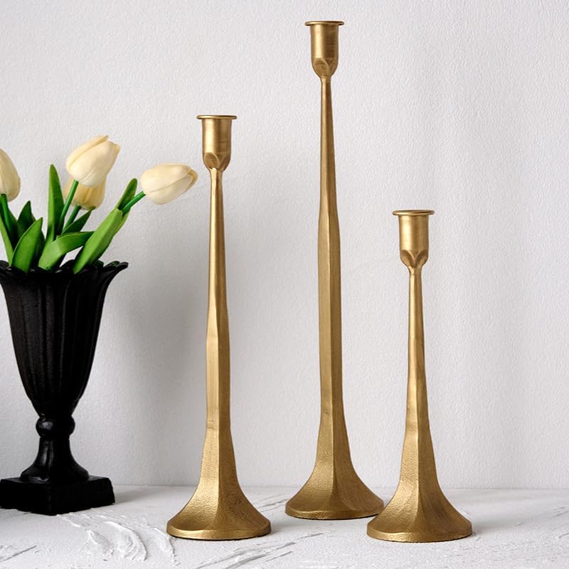 Denique Iron Taper Candle Holder Set of 3