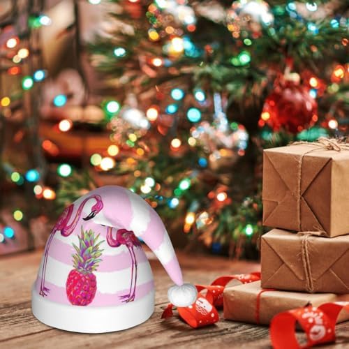 Summer Tropical Flamingo and Pineapple Santa Hat for Christmas
