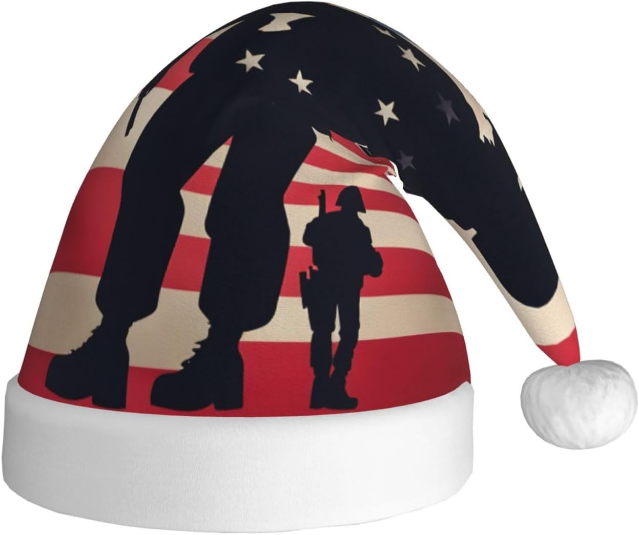 US Military Soldiers Patriotic Christmas Santa Hat Plush for Adults