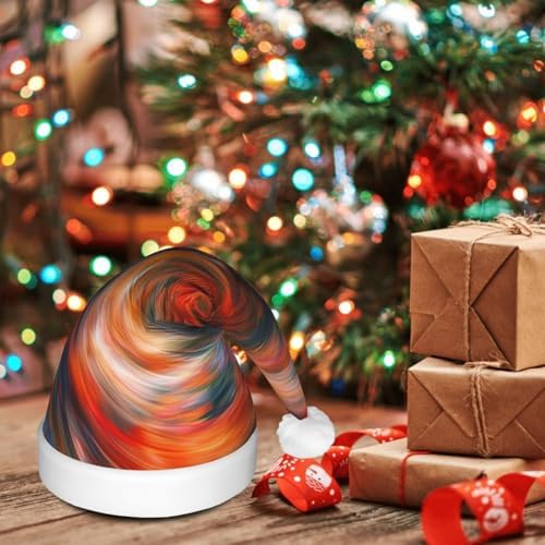 QINZHENG Stripe Vortex Print LED Santa Hat for Christmas Halloween Party