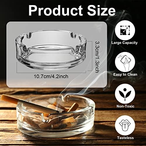 Fabbay Clear Glass Ashtrays Set of 12 for Cigarettes