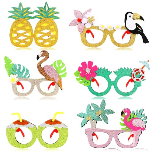 CURASA 6 Pack Tropical Themed Paper Sunglasses
