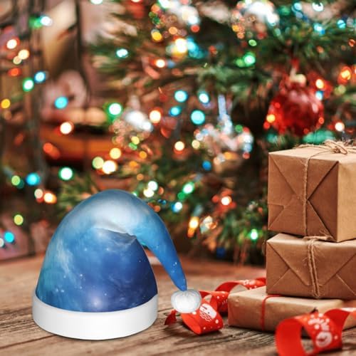 Blue Galaxy3 Print Christmas Santa Hat Small Size