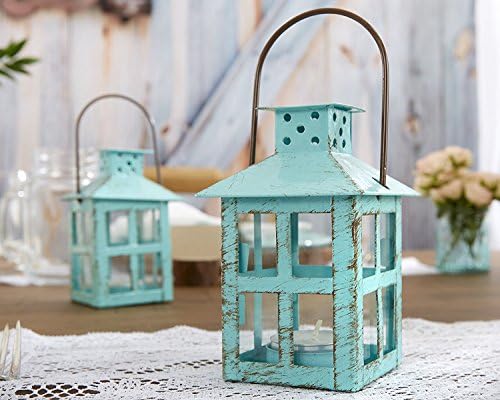 Kate Aspen Distressed Blue Mini Metal Lantern