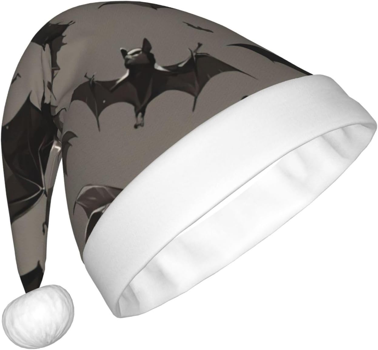 Halloween Bats Grey Santa Hat for Adults