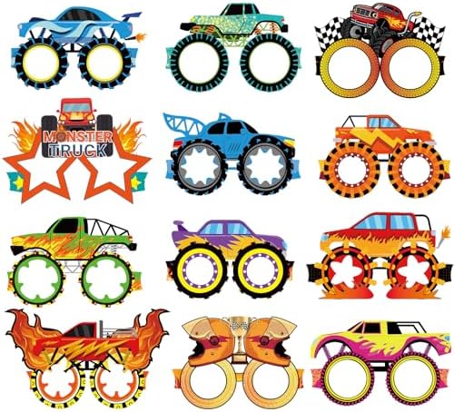 Monster Truck Themed Paper Glasses for Party Decorations