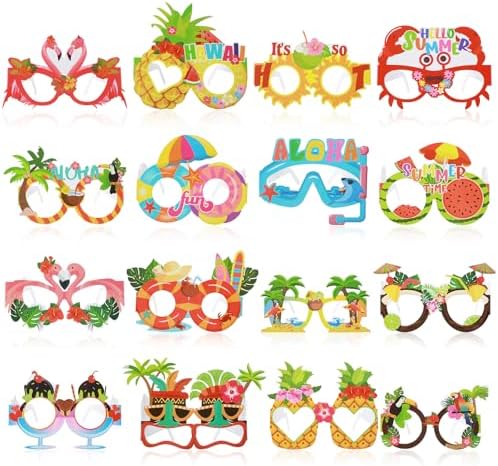 16 Pcs Tropical Beach Party Sunglasses Decor