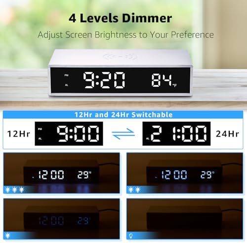 OhM-ega Digital Alarm Clock with 15W Wireless Charging