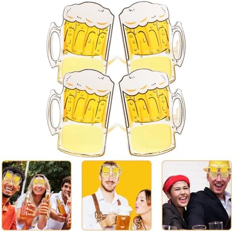 STOBOK 2pcs Beer Mug Eyeglasses Photo Booth Props