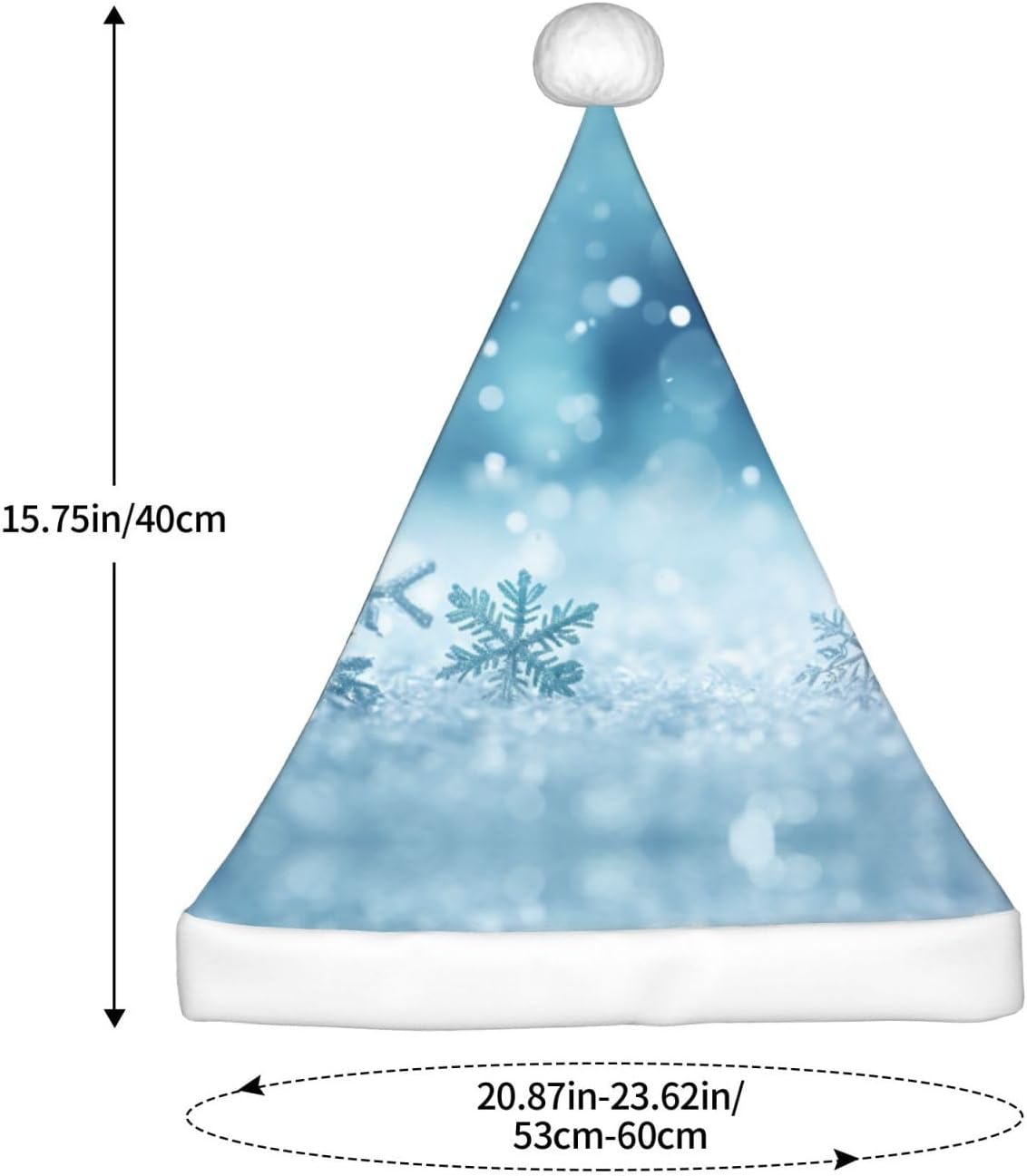 Blue Christmas Snowflake Print Santa Hat Plush Funny Adult Party