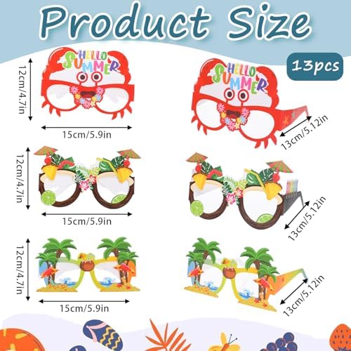 13 Pcs Beach Pool Party Eyeglasses Decorations